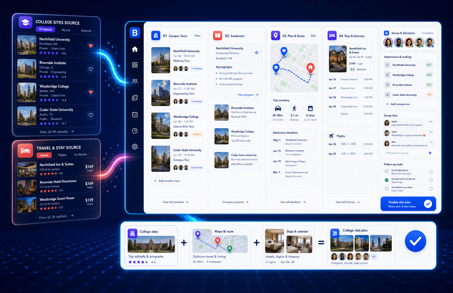 College Visit Planner experience preview